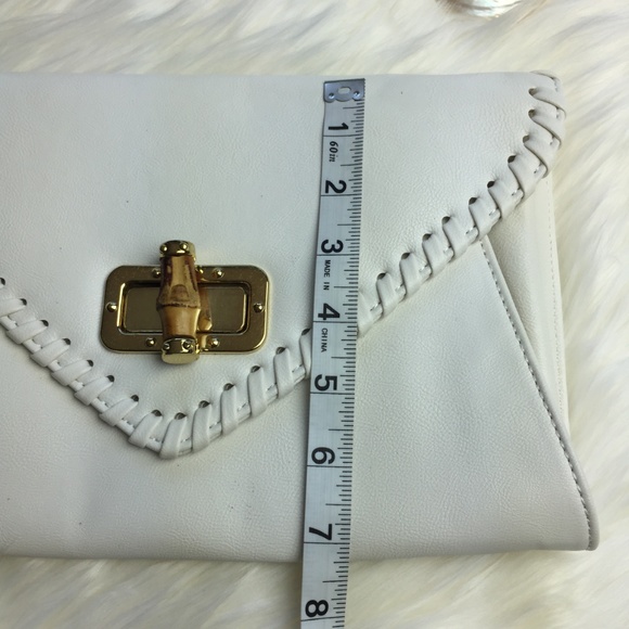 White Apt 9 Envelope Bag Purse with Chain Versatile Hand Bag Cross Vintage - Picture 2 of 8